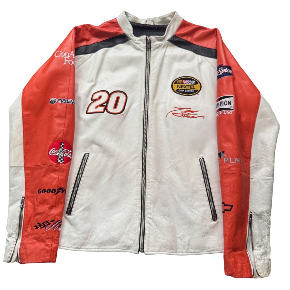Vintage NASCAR Racing Jacket M Tony Stewart Chase Wilsons Leather Home Depot 90s